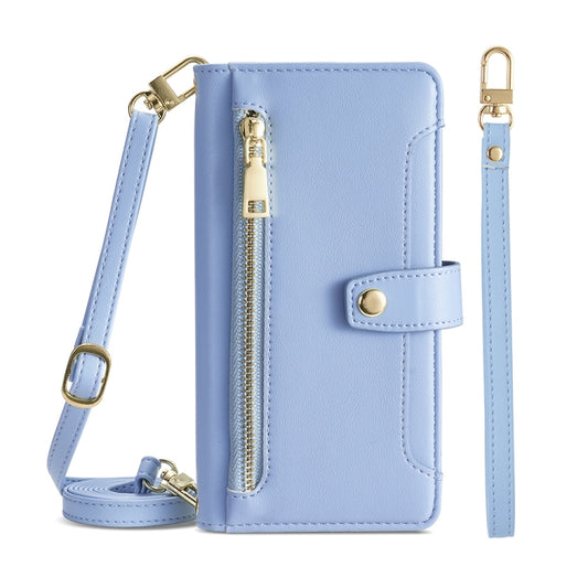 For Huawei Nova 10 Pro Sheep Texture Cross-body Zipper Wallet Leather Phone Case(Blue) - Huawei Cases by PMC Jewellery | Online Shopping South Africa | PMC Jewellery | Buy Now Pay Later Mobicred