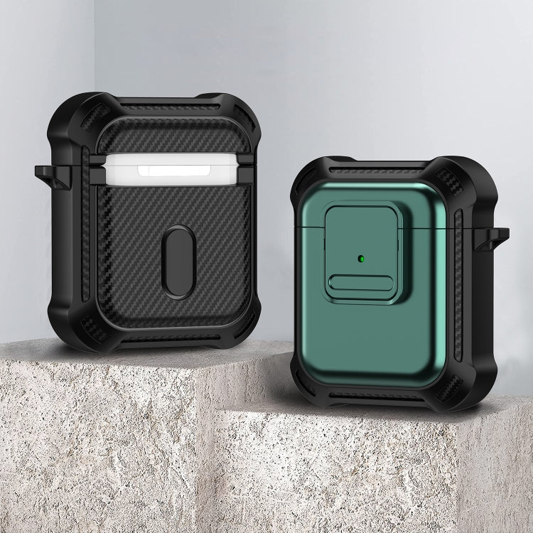 For AirPods 1 / 2 TPU + PC Shockproof Earphone Protective Case with Switch(Green) - For AirPods 1/2 by PMC Jewellery | Online Shopping South Africa | PMC Jewellery | Buy Now Pay Later Mobicred