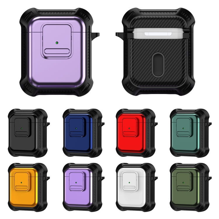For AirPods 1 / 2 TPU + PC Shockproof Earphone Protective Case with Switch(Black) - For AirPods 1/2 by PMC Jewellery | Online Shopping South Africa | PMC Jewellery | Buy Now Pay Later Mobicred