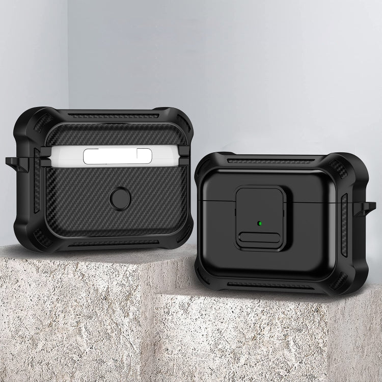 For AirPods Pro TPU + PC Shockproof Earphone Protective Case with Switch(Black) - For AirPods Pro by PMC Jewellery | Online Shopping South Africa | PMC Jewellery | Buy Now Pay Later Mobicred