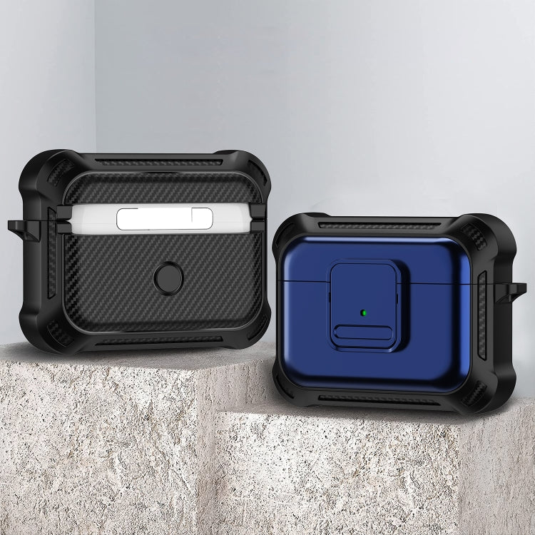 For AirPods Pro TPU + PC Shockproof Earphone Protective Case with Switch(Blue) - For AirPods Pro by PMC Jewellery | Online Shopping South Africa | PMC Jewellery | Buy Now Pay Later Mobicred