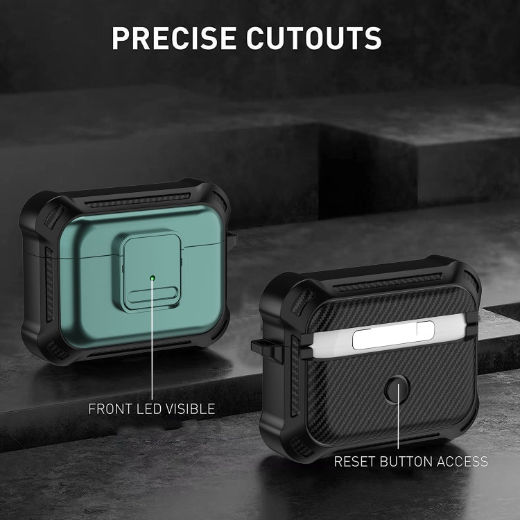 For AirPods Pro TPU + PC Shockproof Earphone Protective Case with Switch(Black) - For AirPods Pro by PMC Jewellery | Online Shopping South Africa | PMC Jewellery | Buy Now Pay Later Mobicred