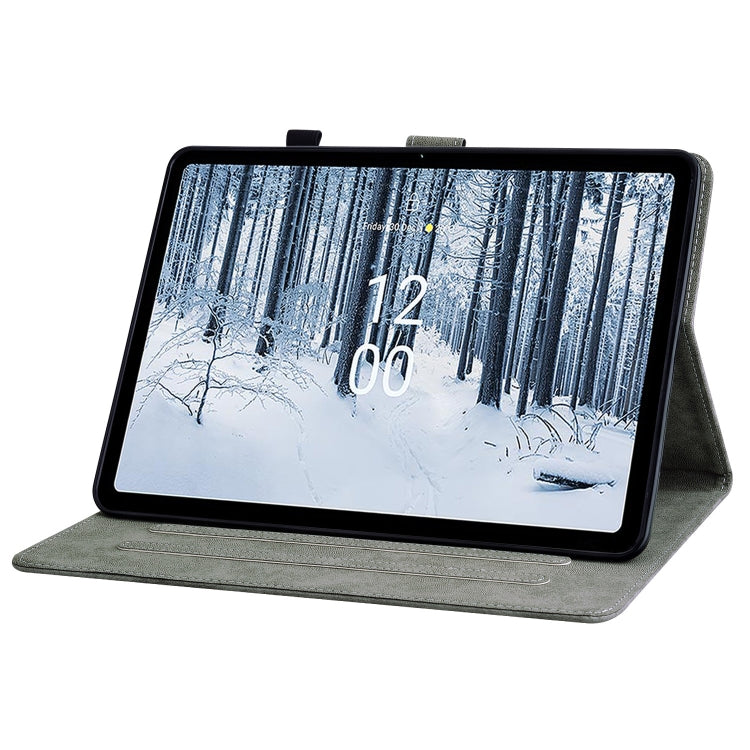 For Nokia T21 Tiger Pattern Flip Leather Tablet Case(Purple) - Nokia by PMC TechLife | Online Shopping South Africa | PMC TechLife | Buy Now Pay Later Mobicred