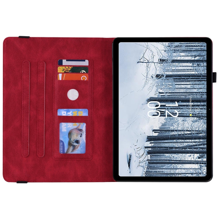 For Nokia T21 Butterfly Flower Embossed Leather Tablet Case(Red) - Nokia by PMC TechLife | Online Shopping South Africa | PMC TechLife | Buy Now Pay Later Mobicred