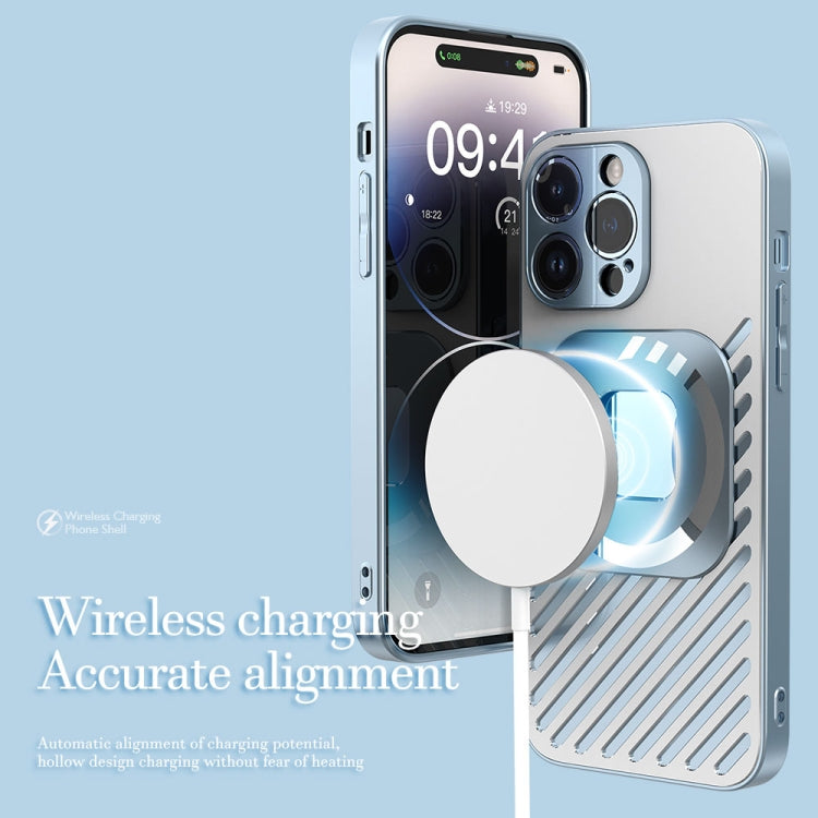 For iPhone 14 R-JUST Square Round Mirror PC+TPU Phone Case(Blue) - iPhone 14 Cases by R-JUST | Online Shopping South Africa | PMC TechLife | Buy Now Pay Later Mobicred