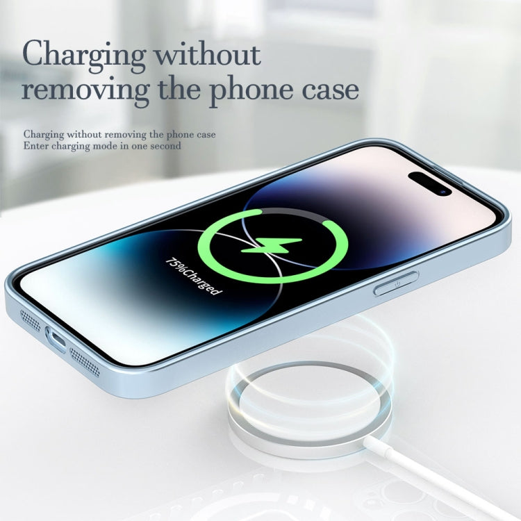 For iPhone 14 Pro R-JUST Square Round Mirror PC+TPU Phone Case(Blue) - iPhone 14 Pro Cases by R-JUST | Online Shopping South Africa | PMC TechLife