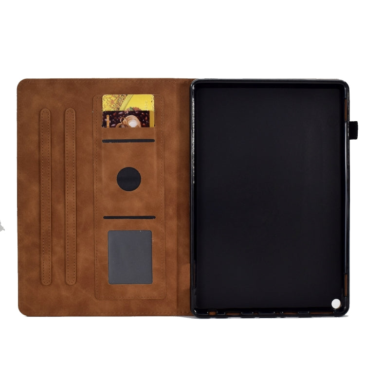 For Amazon Kindle Fire HD8 2022 Peony Butterfly Embossed Leather Smart Tablet Case(Brown) - Amazon by PMC TechLife | Online Shopping South Africa | PMC TechLife | Buy Now Pay Later Mobicred