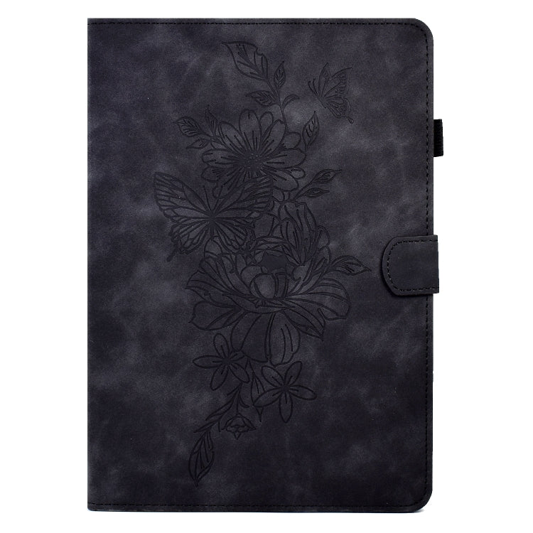 For Amazon Kindle Fire HD8 2022 Peony Butterfly Embossed Leather Smart Tablet Case(Black) - Amazon by PMC TechLife | Online Shopping South Africa | PMC TechLife | Buy Now Pay Later Mobicred