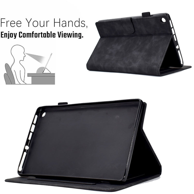 For Amazon Kindle Fire HD8 2018/2017/2016 Peony Butterfly Embossed Leather Smart Tablet Case(Black) - Amazon by PMC TechLife | Online Shopping South Africa | PMC TechLife | Buy Now Pay Later Mobicred
