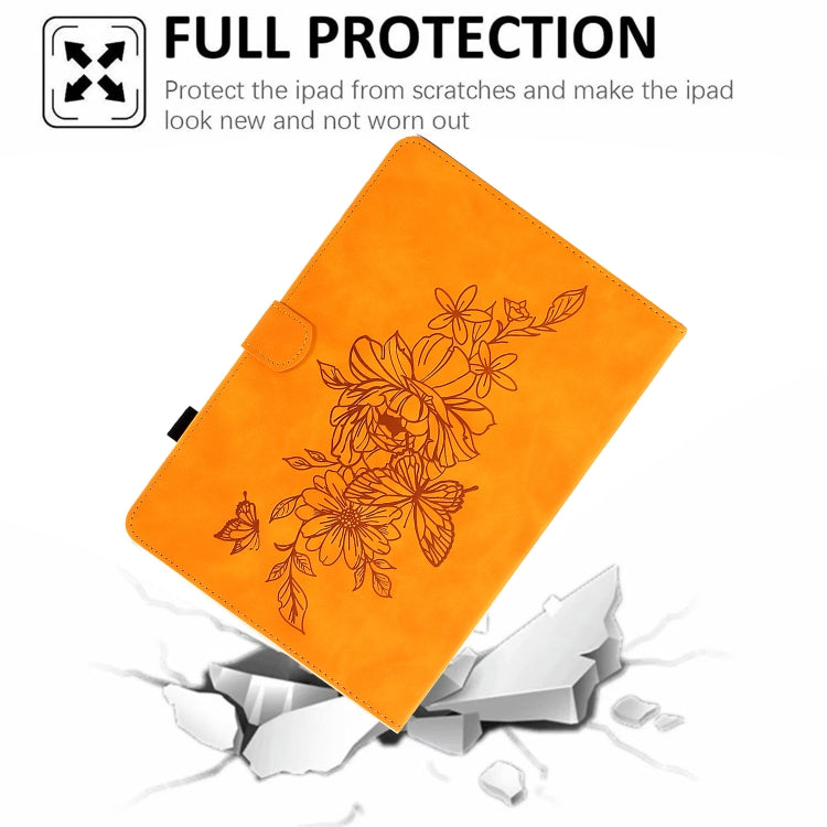 For Amazon Kindle Paperwhite 4/3/2/1 Peony Butterfly Embossed Leather Smart Tablet Case(Khaki) - Amazon by PMC TechLife | Online Shopping South Africa | PMC TechLife | Buy Now Pay Later Mobicred
