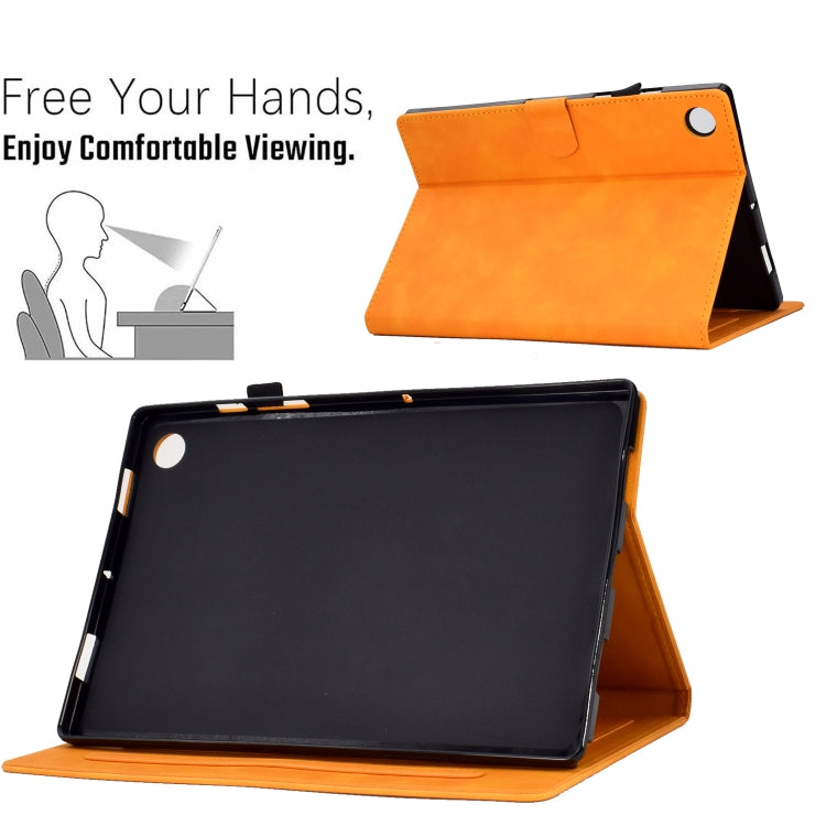 For Lenovo Tab M10 Plus Peony Butterfly Embossed Leather Smart Tablet Case(Khaki) - Lenovo by PMC TechLife | Online Shopping South Africa | PMC TechLife | Buy Now Pay Later Mobicred