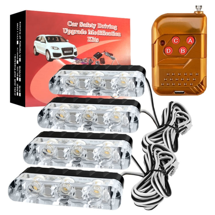 4 in 1 Car 12LEDs Grille Flash Lights Warning Lights with Wireless Remote Control, Color:Red - Warning Lights by PMC TechLife | Online Shopping South Africa | PMC TechLife | Buy Now Pay Later Mobicred