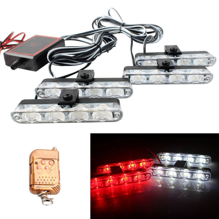 4 in 1 Car 16LEDs Grille Flash Lights Warning Lights with Wireless Remote Control(White Red) - Warning Lights by PMC Jewellery | Online Shopping South Africa | PMC Jewellery | Buy Now Pay Later Mobicred