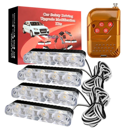 4 in 1 Car 16LEDs Grille Flash Lights Warning Lights with Wireless Remote Control(White Red) - Warning Lights by PMC Jewellery | Online Shopping South Africa | PMC Jewellery | Buy Now Pay Later Mobicred