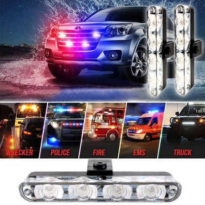 4 in 1 Car 16LEDs Grille Flash Lights Warning Lights with Wireless Remote Control(White Red) - Warning Lights by PMC Jewellery | Online Shopping South Africa | PMC Jewellery | Buy Now Pay Later Mobicred