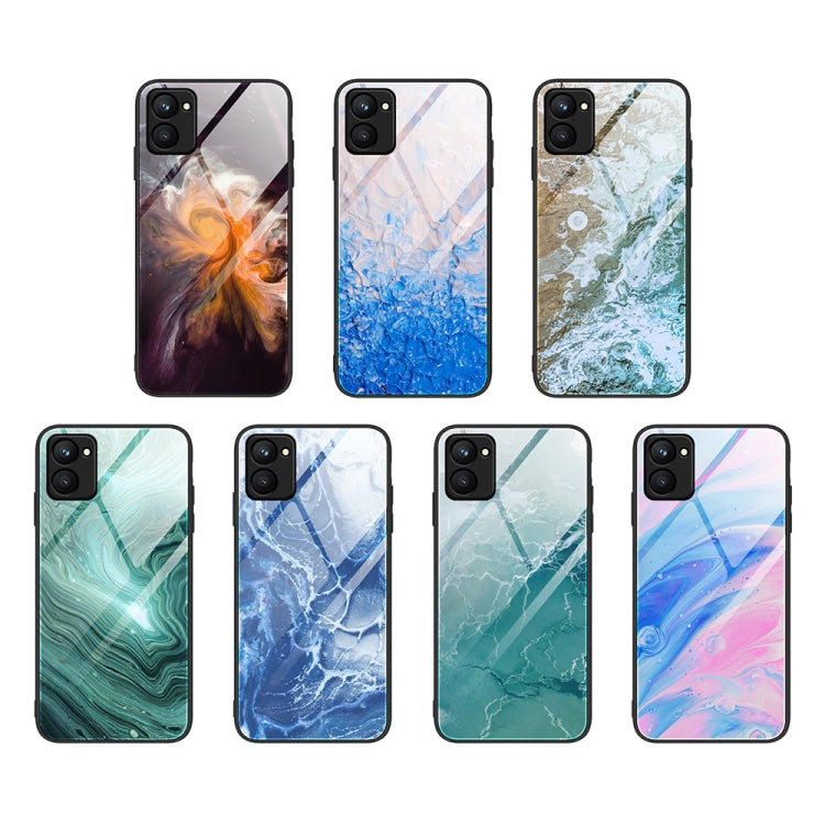 For Realme C33 Marble Pattern Glass Phone Case(Typhoon) - Realme Cases by PMC Jewellery | Online Shopping South Africa | PMC Jewellery | Buy Now Pay Later Mobicred
