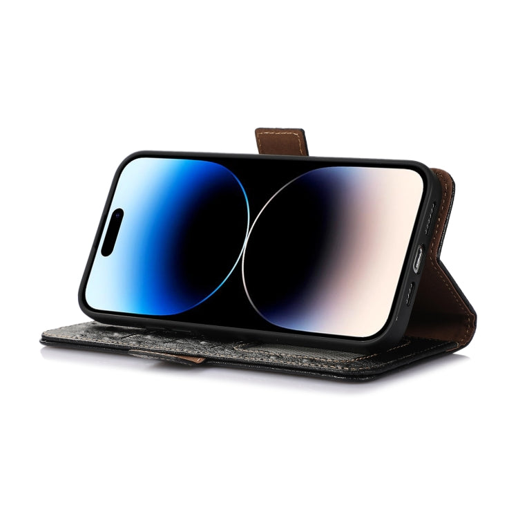 For Motorola Moto E13 4G 2023 Ostrich Pattern Genuine Leather RFID Phone Case(Black) - Motorola Cases by PMC TechLife | Online Shopping South Africa | PMC TechLife | Buy Now Pay Later Mobicred