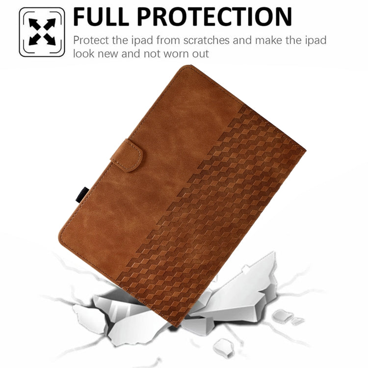 For Huawei MatePad T5 10.0 Rhombus Embossed Leather Smart Tablet Case(Brown) - Huawei by PMC TechLife | Online Shopping South Africa | PMC TechLife | Buy Now Pay Later Mobicred