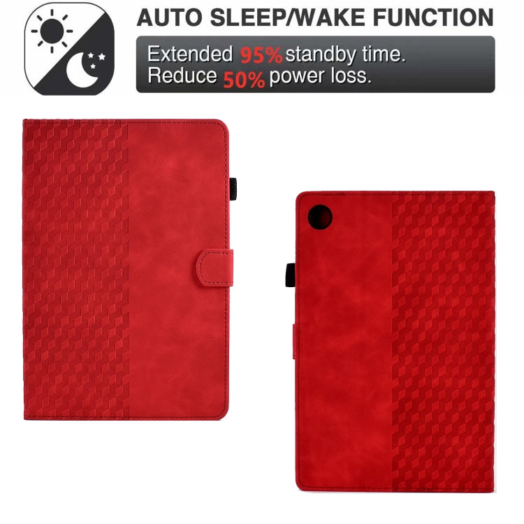 For Lenovo Tab M10 Plus Gen 3 Rhombus Embossed Leather Smart Tablet Case(Red) - Lenovo by PMC TechLife | Online Shopping South Africa | PMC TechLife | Buy Now Pay Later Mobicred
