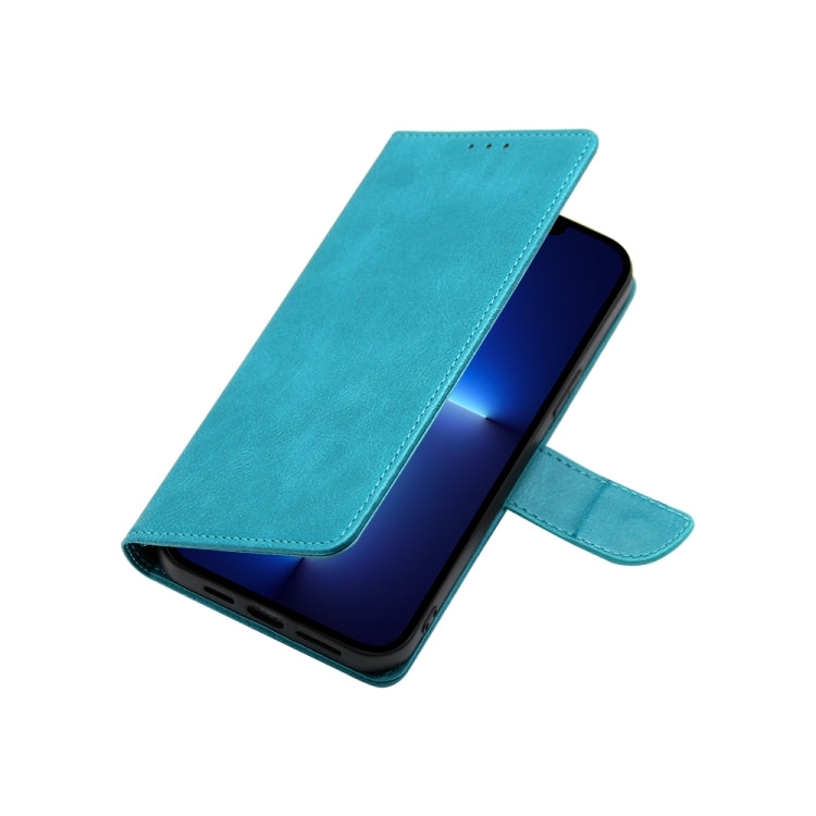 For OPPO A17k Calf Texture Buckle Flip Leather Phone Case(Light Blue) - OPPO Cases by PMC TechLife | Online Shopping South Africa | PMC TechLife