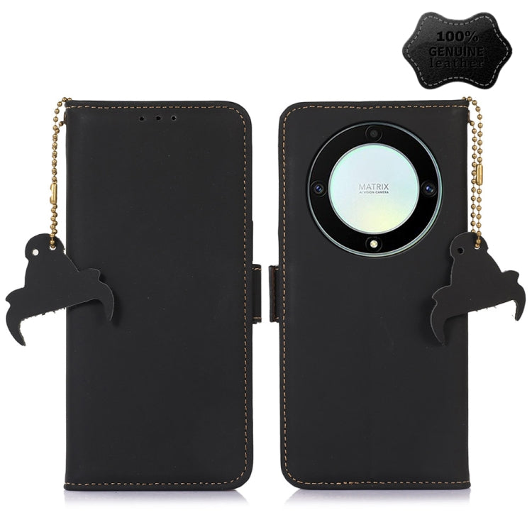 For Honor X9a 4G Genuine Leather Magnetic RFID Leather Phone Case(Black) - free shipping - PMC TechLife - Order now!