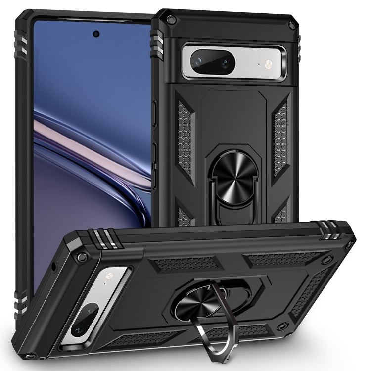 For Google Pixel 7a Shockproof TPU + PC Phone Case with Holder(Black) - Google Cases by PMC TechLife | Online Shopping South Africa | PMC TechLife | Buy Now Pay Later Mobicred