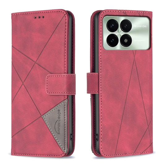 For Xiaomi Redmi K70 / K70 Pro Magnetic Buckle Rhombus Texture Leather Phone Case(Red) - K70 Pro Cases by PMC Jewellery | Online Shopping South Africa | PMC Jewellery | Buy Now Pay Later Mobicred