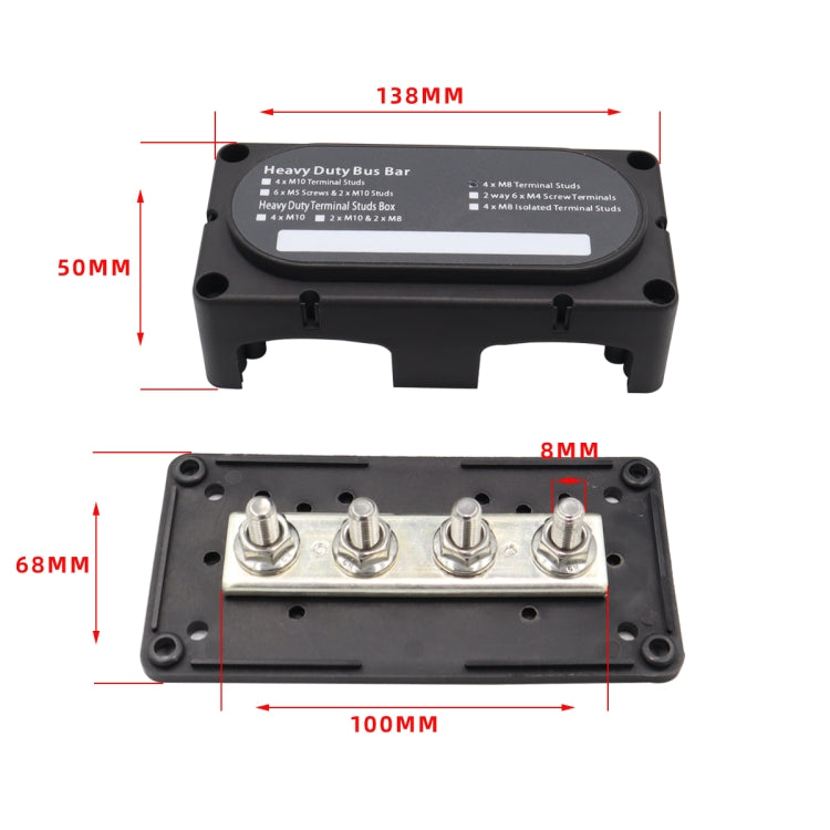 CP-3089-02 300A 48V 4-way M8 Terminal Busbar(Red) - Booster Cable & Clip by PMC TechLife | Online Shopping South Africa | PMC TechLife | Buy Now Pay Later Mobicred