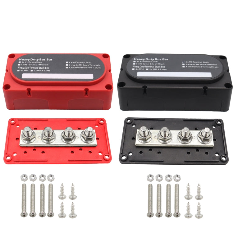 CP-3090 1 Pair  300A 48V 4-way M10 Terminal Busbar(Black + Red) - Booster Cable & Clip by PMC TechLife | Online Shopping South Africa | PMC TechLife