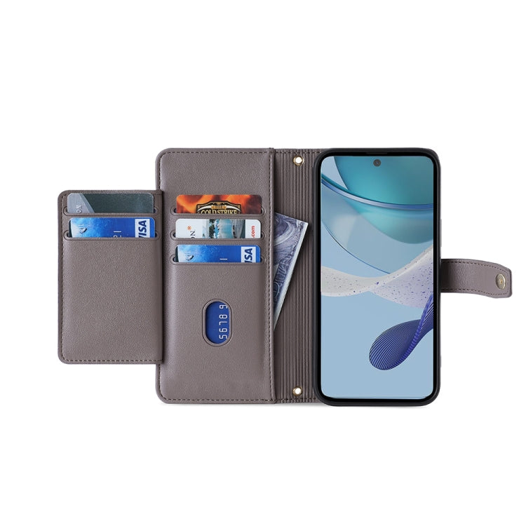 For Kyocera Android One S10 Sheep Texture Cross-body Zipper Wallet Leather Phone Case(Grey) - More Brand by PMC TechLife | Online Shopping South Africa | PMC TechLife | Buy Now Pay Later Mobicred
