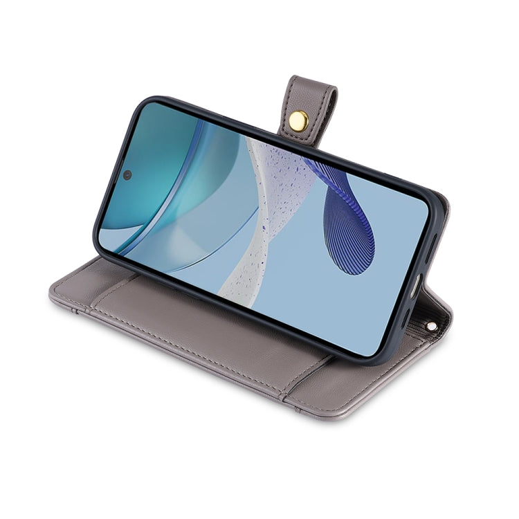 For Kyocera Android One S10 Sheep Texture Cross-body Zipper Wallet Leather Phone Case(Grey) - More Brand by PMC TechLife | Online Shopping South Africa | PMC TechLife | Buy Now Pay Later Mobicred