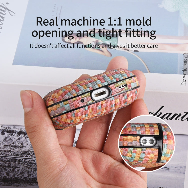 For AirPods Pro 2 PC Woven Leather Skin Earphone Case(Gray) - For AirPods Pro 2 by PMC Jewellery | Online Shopping South Africa | PMC Jewellery | Buy Now Pay Later Mobicred