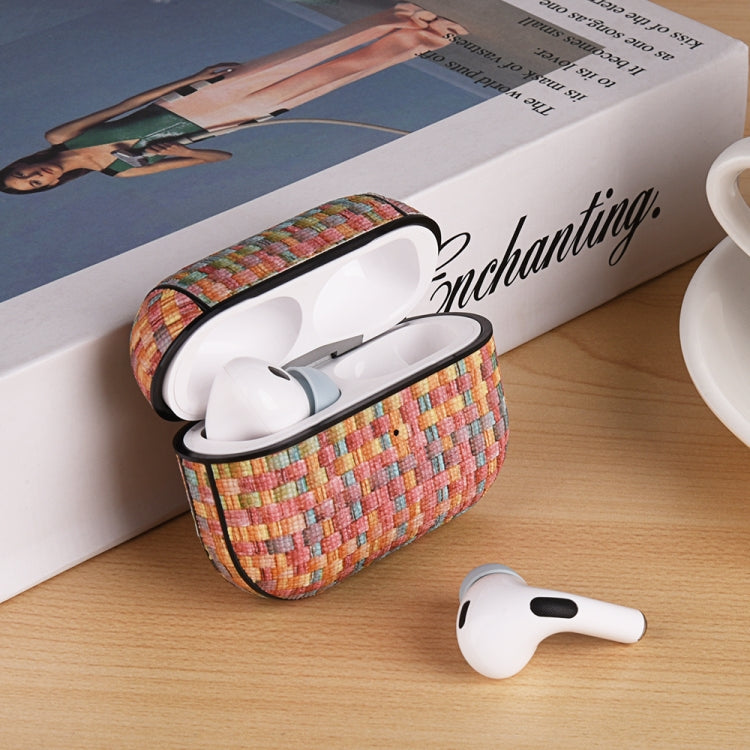 For AirPods Pro 2 PC Woven Leather Skin Earphone Case(Blue Red) - For AirPods Pro 2 by PMC Jewellery | Online Shopping South Africa | PMC Jewellery | Buy Now Pay Later Mobicred