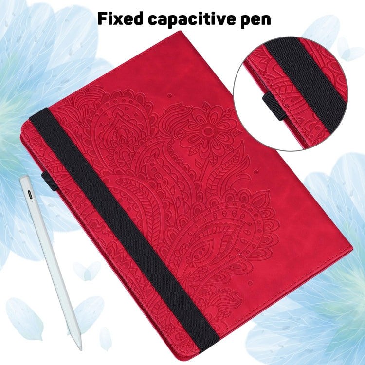For Huawei MatePad SE 10.4 2022 Peacock Embossed Pattern Leather Tablet Case(Red) - Huawei by PMC TechLife | Online Shopping South Africa | PMC TechLife | Buy Now Pay Later Mobicred