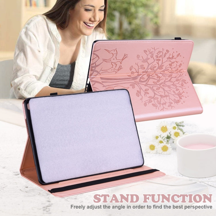 For Lenovo Tab P11 Gen 2 Tree & Deer Pattern Embossed Leather Tablet Case(Pink) - Lenovo by PMC TechLife | Online Shopping South Africa | PMC TechLife | Buy Now Pay Later Mobicred