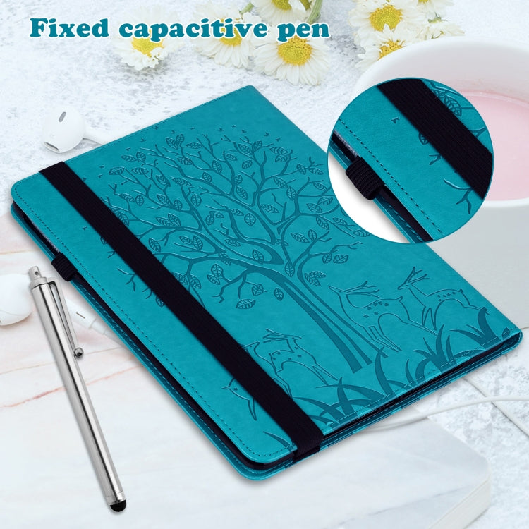 For Lenovo Tab P11 Pro Gen 2 Tree & Deer Pattern Embossed Leather Tablet Case(Blue) - Lenovo by PMC TechLife | Online Shopping South Africa | PMC TechLife | Buy Now Pay Later Mobicred