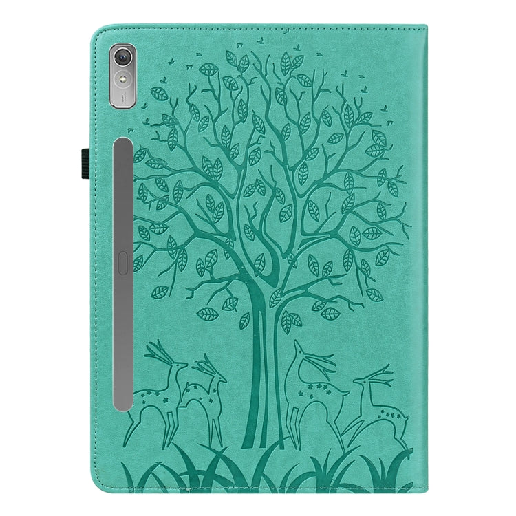 For Lenovo Tab P11 Pro Gen 2 Tree & Deer Pattern Embossed Leather Tablet Case(Green) - Lenovo by PMC TechLife | Online Shopping South Africa | PMC TechLife | Buy Now Pay Later Mobicred