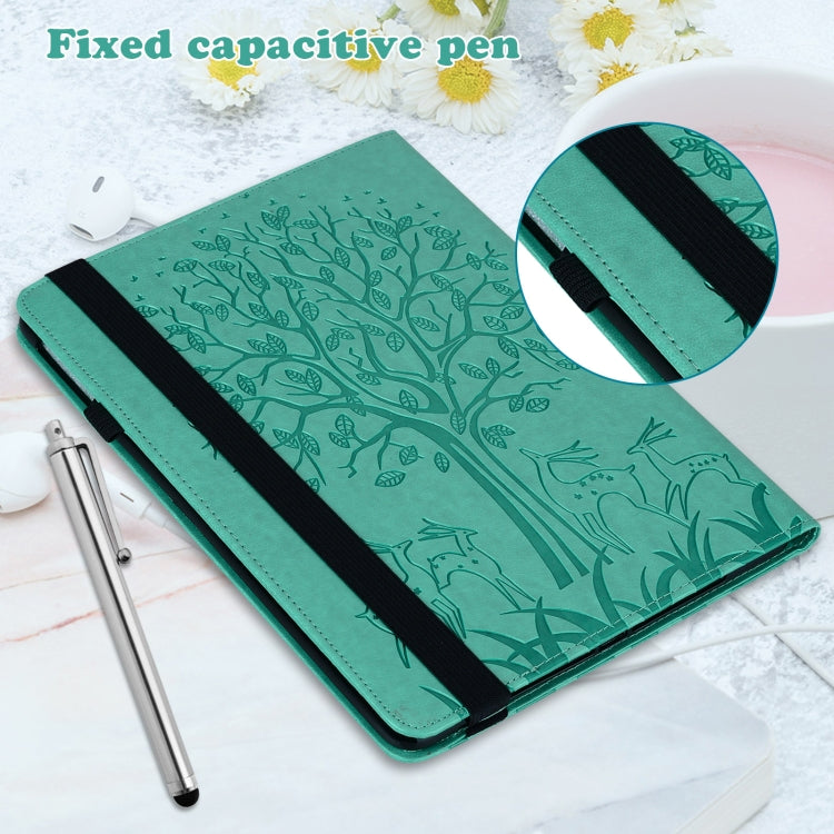 For Lenovo Tab P11 Pro Gen 2 Tree & Deer Pattern Embossed Leather Tablet Case(Green) - Lenovo by PMC TechLife | Online Shopping South Africa | PMC TechLife | Buy Now Pay Later Mobicred