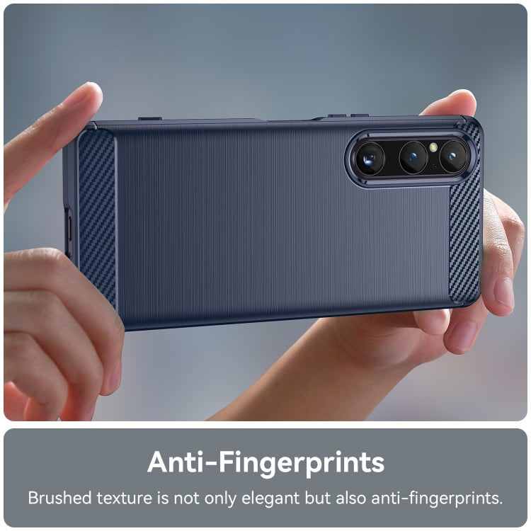 For Sony Xperia 1 V Brushed Texture Carbon Fiber TPU Phone Case(Blue) - Sony Cases by PMC TechLife | Online Shopping South Africa | PMC TechLife | Buy Now Pay Later Mobicred