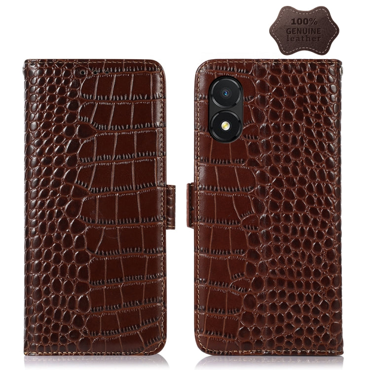 For Honor X5 Crocodile Top Layer Cowhide Leather Phone Case(Brown) - Honor Cases by PMC TechLife | Online Shopping South Africa | PMC TechLife | Buy Now Pay Later Mobicred