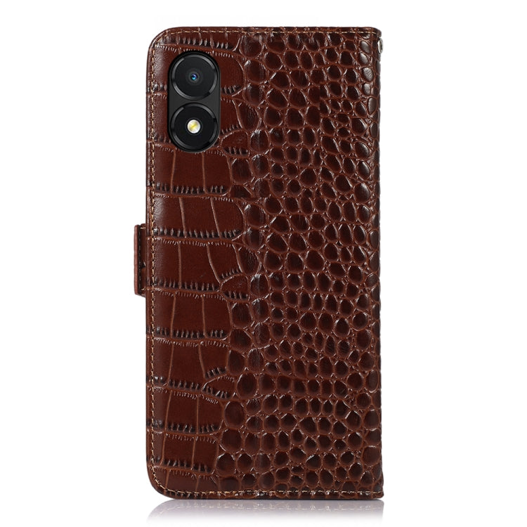 For Honor X5 Crocodile Top Layer Cowhide Leather Phone Case(Brown) - Honor Cases by PMC TechLife | Online Shopping South Africa | PMC TechLife | Buy Now Pay Later Mobicred