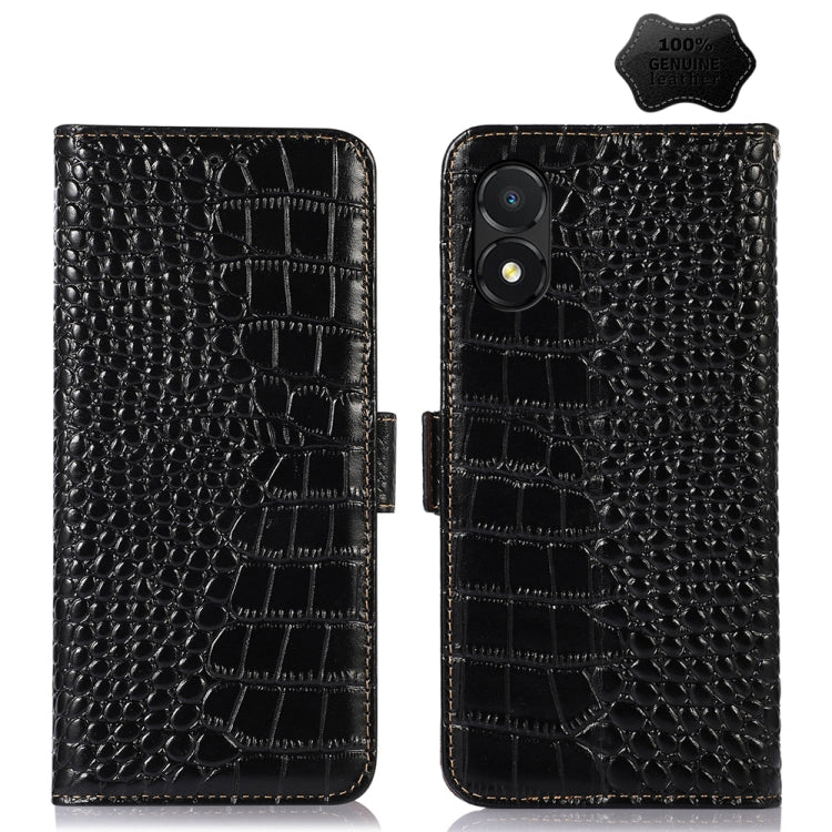 For Honor X5 Crocodile Top Layer Cowhide Leather Phone Case(Black) - Honor Cases by PMC TechLife | Online Shopping South Africa | PMC TechLife | Buy Now Pay Later Mobicred