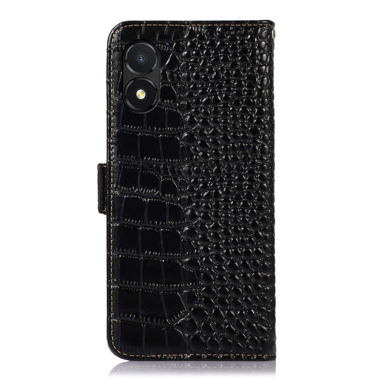 For Honor X5 Crocodile Top Layer Cowhide Leather Phone Case(Black) - Honor Cases by PMC TechLife | Online Shopping South Africa | PMC TechLife | Buy Now Pay Later Mobicred