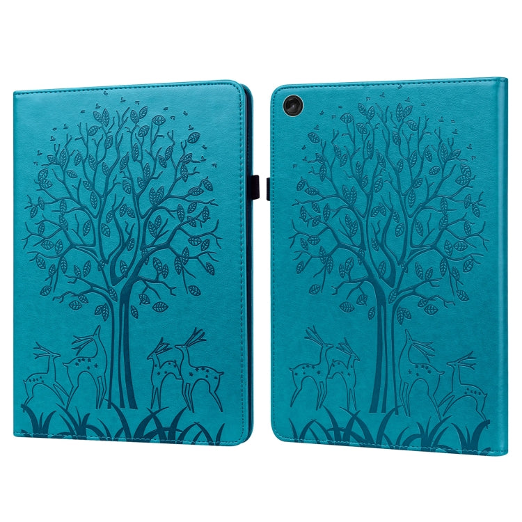 For Lenovo Tab M10 3rd Gen Tree & Deer Pattern Embossed Leather Tablet Case(Blue) - Lenovo by PMC TechLife | Online Shopping South Africa | PMC TechLife | Buy Now Pay Later Mobicred