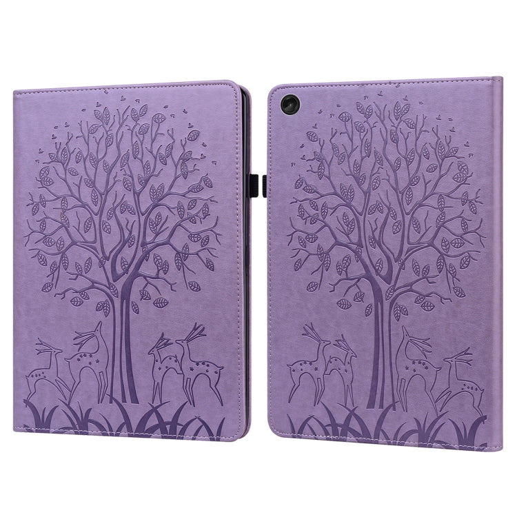 For Lenovo Tab M10 3rd Gen Tree & Deer Pattern Embossed Leather Tablet Case(Purple) - Lenovo by PMC TechLife | Online Shopping South Africa | PMC TechLife | Buy Now Pay Later Mobicred