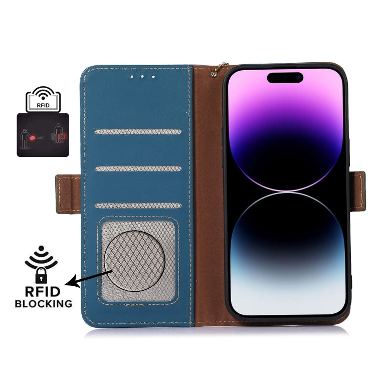 For Google Pixel 7a Genuine Leather Magnetic RFID Leather Phone Case(Blue) - free shipping - PMC TechLife - Order now!