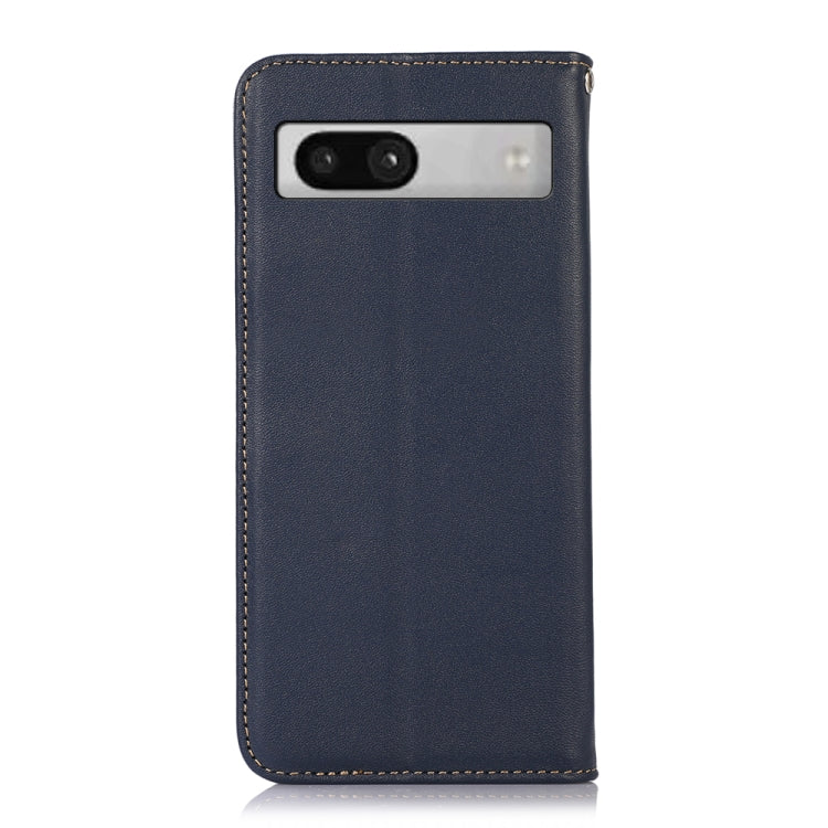 For Google Pixel 7a KHAZNEH Nappa Top Layer Cowhide Leather Phone Case(Blue) - Google Cases by PMC TechLife | Online Shopping South Africa | PMC TechLife | Buy Now Pay Later Mobicred