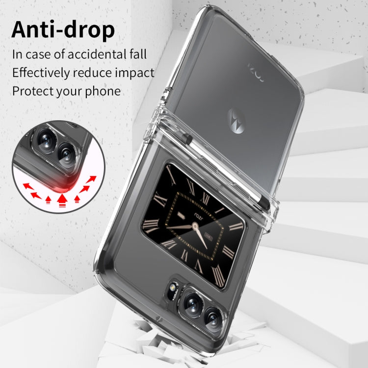 For Motorola Razr 2022 Macaron Three-piece Set Phone Case with Stylus(Transparent) - Motorola Cases by PMC TechLife | Online Shopping South Africa | PMC TechLife | Buy Now Pay Later Mobicred