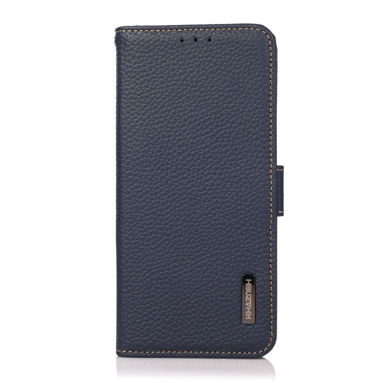 For Google Pixel 7A KHAZNEH Side-Magnetic Litchi Genuine Leather RFID Phone Case(Blue) - Google Cases by PMC TechLife | Online Shopping South Africa | PMC TechLife | Buy Now Pay Later Mobicred