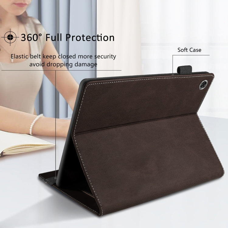 For Lenovo Tab M10 Plus 3rd Gen Splicing Series Tablet Leather Case(Coffee) - Lenovo by PMC TechLife | Online Shopping South Africa | PMC TechLife | Buy Now Pay Later Mobicred